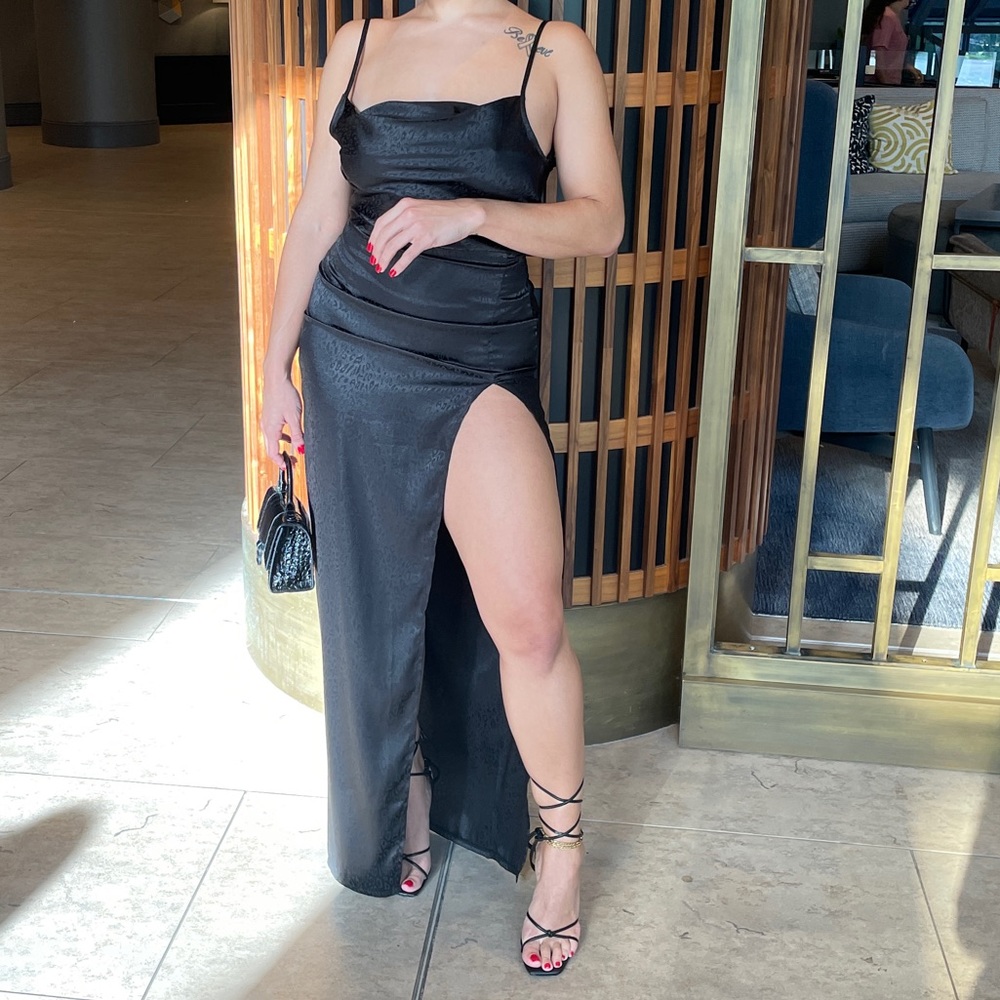 PLT Black Satin Dress